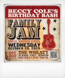 SOLD OUT - Beccy Cole's Birthday Bash Family Jam